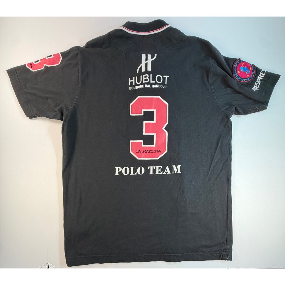 La Martina Hublot Polo Shirt Mens XL Black Miami Beach Polo World Cup 2010 3